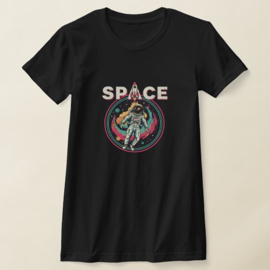 Retro Kosmischer Astronaut Raum Kunst T-Shirt (Ablage )