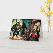 Retro Krampus Karte (Gelbe Blume)