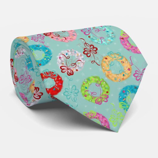 Retro-Kräne - Aquamarines Weihnachten Krawatte (Gerollt)