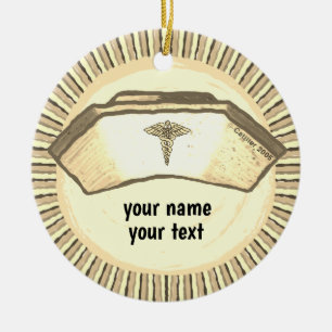 Retro-Krankenschwester-Haube Keramik Ornament
