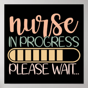 Retro-Krankenschwester in Ausbildung, bitte warten Poster