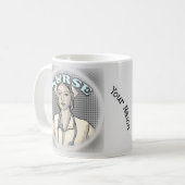 Retro-Krankenschwester Kaffeetasse (Vorderseite Links)