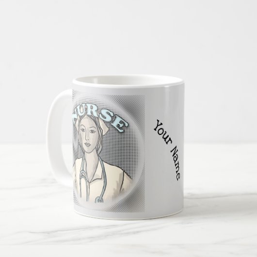 Retro-Krankenschwester Kaffeetasse (Vorderseite Links)