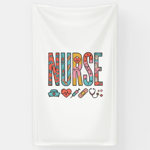 Retro-Krankenschwester-Typografie Medizinisches Ic Banner