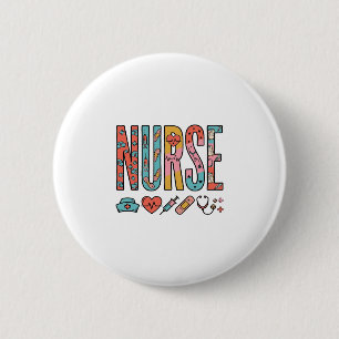 Retro-Krankenschwester-Typografie Medizinisches Ic Button