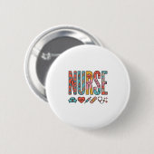 Retro-Krankenschwester-Typografie Medizinisches Ic Button (Vorne & Hinten)
