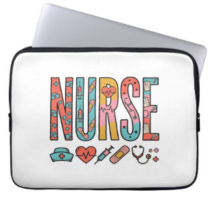 Retro-Krankenschwester-Typografie Medizinisches Ic Laptopschutzhülle