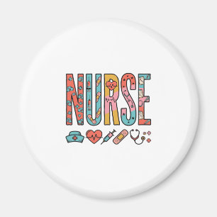 Retro-Krankenschwester-Typografie Medizinisches Ic Magnet