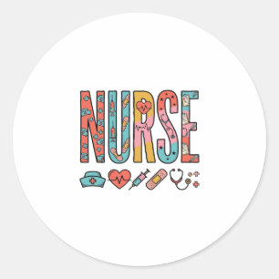 Retro-Krankenschwester-Typografie Medizinisches Ic Runder Aufkleber