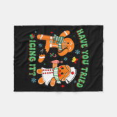 Retro-Krankenschwester Weihnachten Lebkuchen Hast  Fleecedecke (Vorderseite (Horizontal))