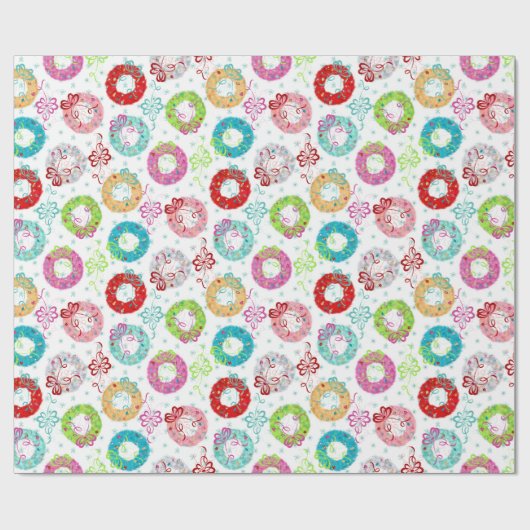 Retro-Kränze - Aquamariner Starsburst - Weihnachte Geschenkpapier (Flach)