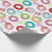 Retro-Kränze - Aquamariner Starsburst - Weihnachte Geschenkpapier (Ecke)