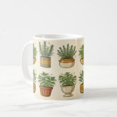 Retro-Kräutergarten-Tasse — Botanische Kaffeetasse (Vorderseite Links)