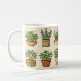 Retro-Kräutergarten-Tasse — Botanische Kaffeetasse