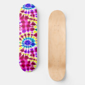 Retro-Krawatte-Färbung in Pinks, Blues, Gelb Skateboard (Vorderseite)