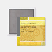 Retro Kreis-Block-Gelb-Save the Date Magnet (Vorderseite/Rückseite)