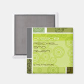 Retro Kreis-Block-Grün-Save the Date Magnet (Vorderseite/Rückseite)