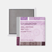 Retro Kreis-Block-lila Save the Date Magnet (Vorderseite/Rückseite)