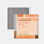 Retro Kreis-Block-Orangen-Save the Date Magnet (Vorderseite/Rückseite)