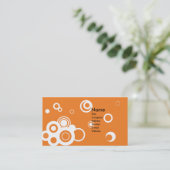 Retro Kreis-(orange) Visitenkarte (Stehend Vorderseite)