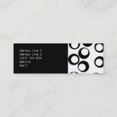 Retro Kreis-Schwarzweiss-Muster Mini Visitenkarte (Rückseite)