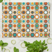 Retro-Kreise der 1970er Jahre Muster Orange Brown Geschirrtuch (Gefaltet)