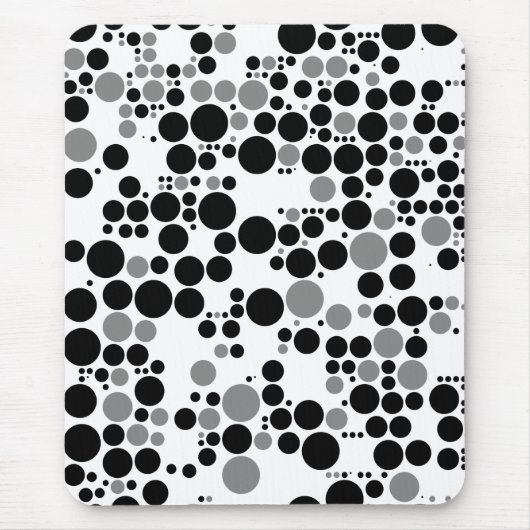 Retro Kreise des Schwarzweiss-Grayscale Mousepad (Vorne)