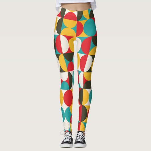 Retro-Kreise: Farbiges Hipster Muster. Leggings (Vorderseite)