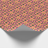 Retro-Kreise Gelbe Navy auf Rosa Geschenkpapier (Ecke)