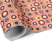 Retro-Kreise Gelbe Navy auf Rosa Geschenkpapier (Rolleneckpunkt)