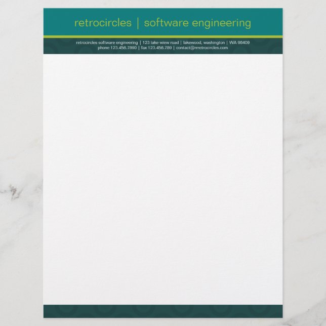 Retro Kreise grün u. aquamariner Briefkopf (Vorderseite)