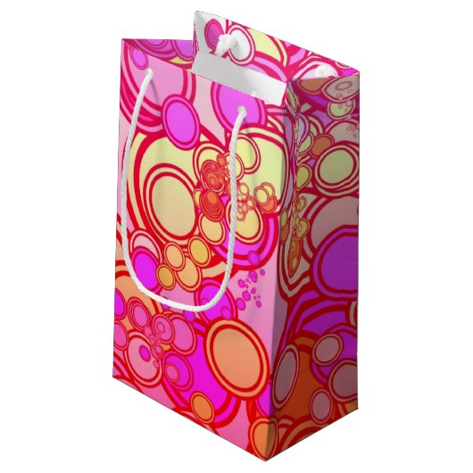 Retro Kreise Kleine Geschenktüte (Rückseite Schrägansicht)