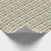 Retro-Kreise Orangefarbene Flasche auf weiß Geschenkpapier (Ecke)