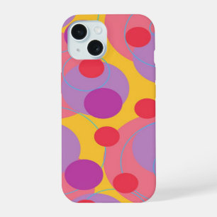 Retro-Kreise Punkte Brombeer-Lila Funky Groovy iPhone 15 Hülle