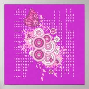 Retro-Kreise und Schmetterlingsdesign Poster