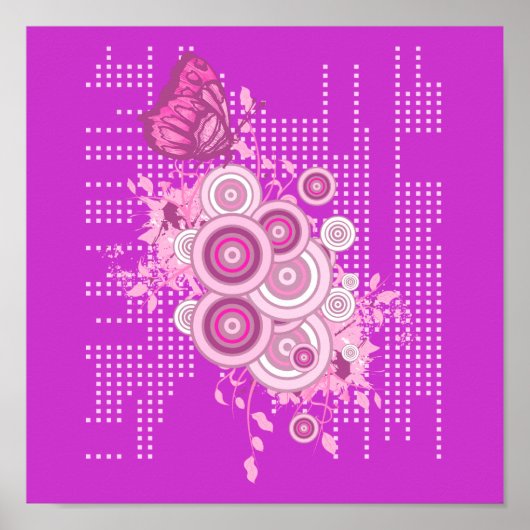 Retro-Kreise und Schmetterlingsdesign Poster (Vorne)