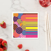 Retro-Kreise und Streifen im Stil der 60er Jahre Serviette (Beispiel)