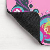 Retro Kreise, Wirbel u. Blumen Mousepad (Ecke)