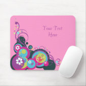 Retro Kreise, Wirbel u. Blumen Mousepad (Mit Mouse)