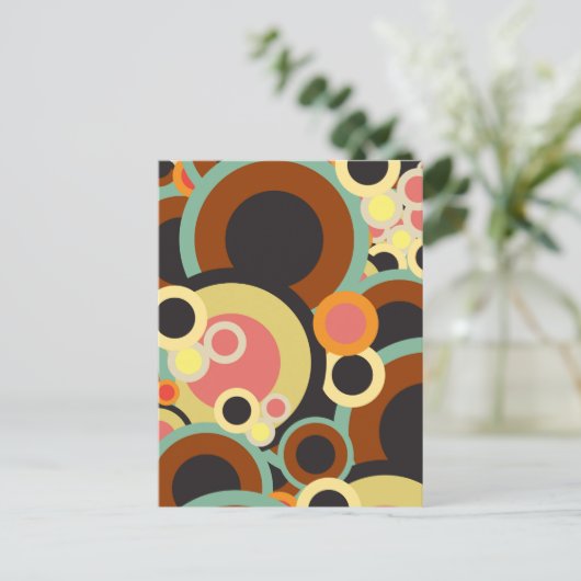 Retro-Kreismuster / Retro-Farbpalette Postkarte (Stehend Vorderseite)