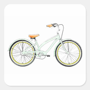 Retro-Kreuzfahrrad Quadratischer Aufkleber