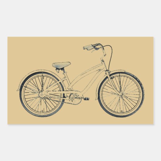 Retro-Kreuzfahrrad Rechteckiger Aufkleber (Vorderseite)