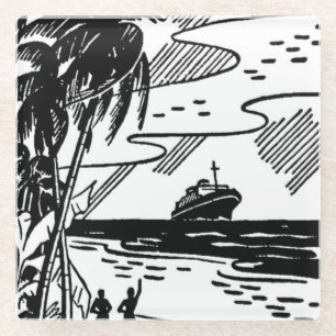 Retro-Kreuzfahrtschiff Glasuntersetzer