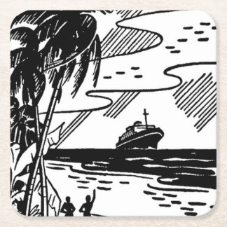 Retro-Kreuzfahrtschiff Rechteckiger Pappuntersetzer
