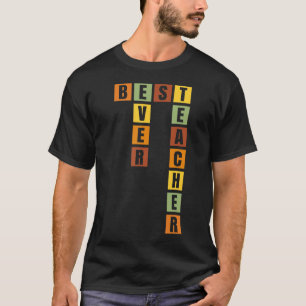 Retro-Kreuzworträtsel Bester Lehrer je T-Shirt