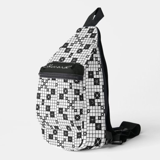 Retro-Kreuzworträtsel Mitte des Jahrhunderts Crossbody Bag (Rechte Ecke)