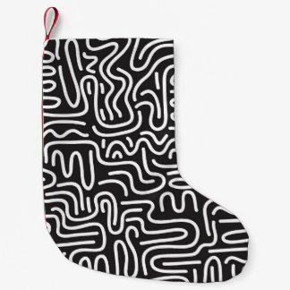 Retro-Kritzel-Wellenlinien: Monochrom Kleiner Weihnachtsstrumpf