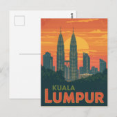 Retro Kuala Lumpur Petronas Towers Postkarte (Vorne/Hinten)