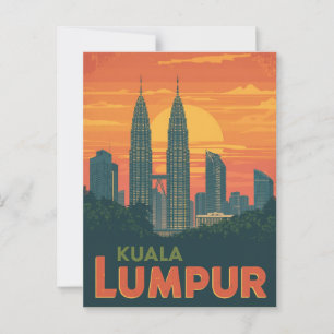 Retro Kuala Lumpur Petronas Towers Postkarte