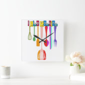 Retro Küche Kochen Quadratische Wanduhr (Zuhause)